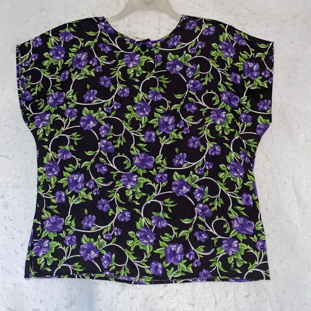 Vintage Nouveau Floral Print Pullover Blouse
